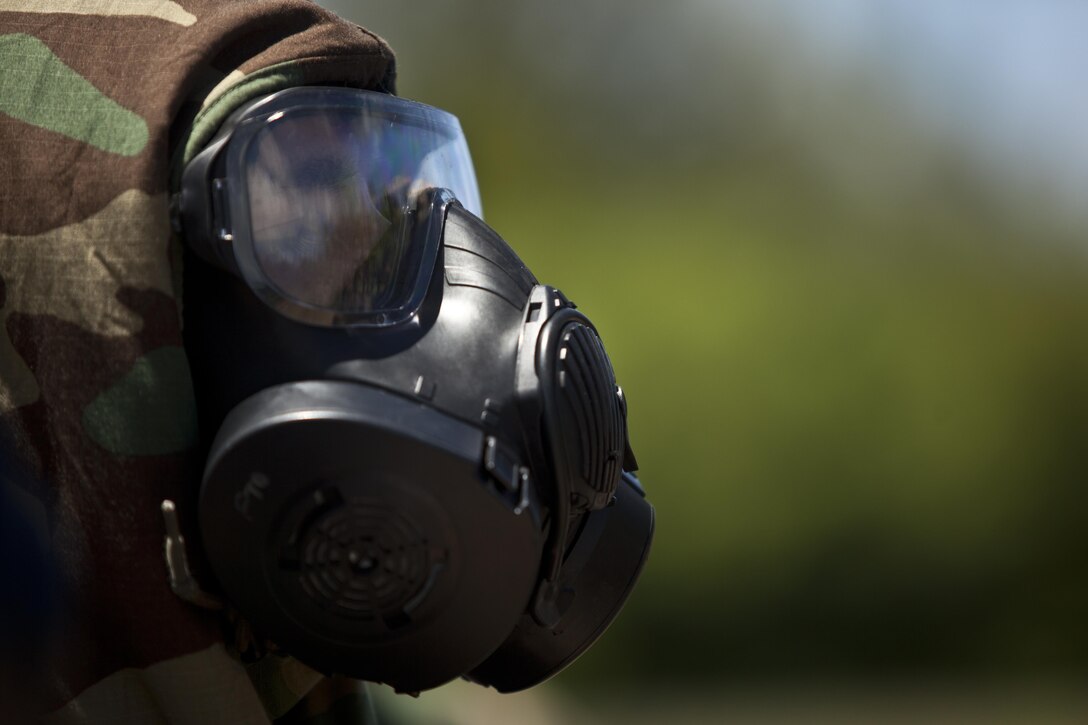 U.S. Marine Corps Lance Cpl. Dustin J. Robbins, assault amphibious vehicle crewman assigned to Combat Assault Company, 3rd Marine Regiment, participates in surveying for chemical contamination during the Chemical, Biological, Radiological, and Nuclear (CBRN) Reconnessaince and Surveillance Training Course aboard Marine Corps Training Area Bellows, Hawaii, Aug. 11, 2016. Select Marines within the Regiment under-went the training designed to equip them with the capability to confirm or deny CBRN presence on the battlefield. 