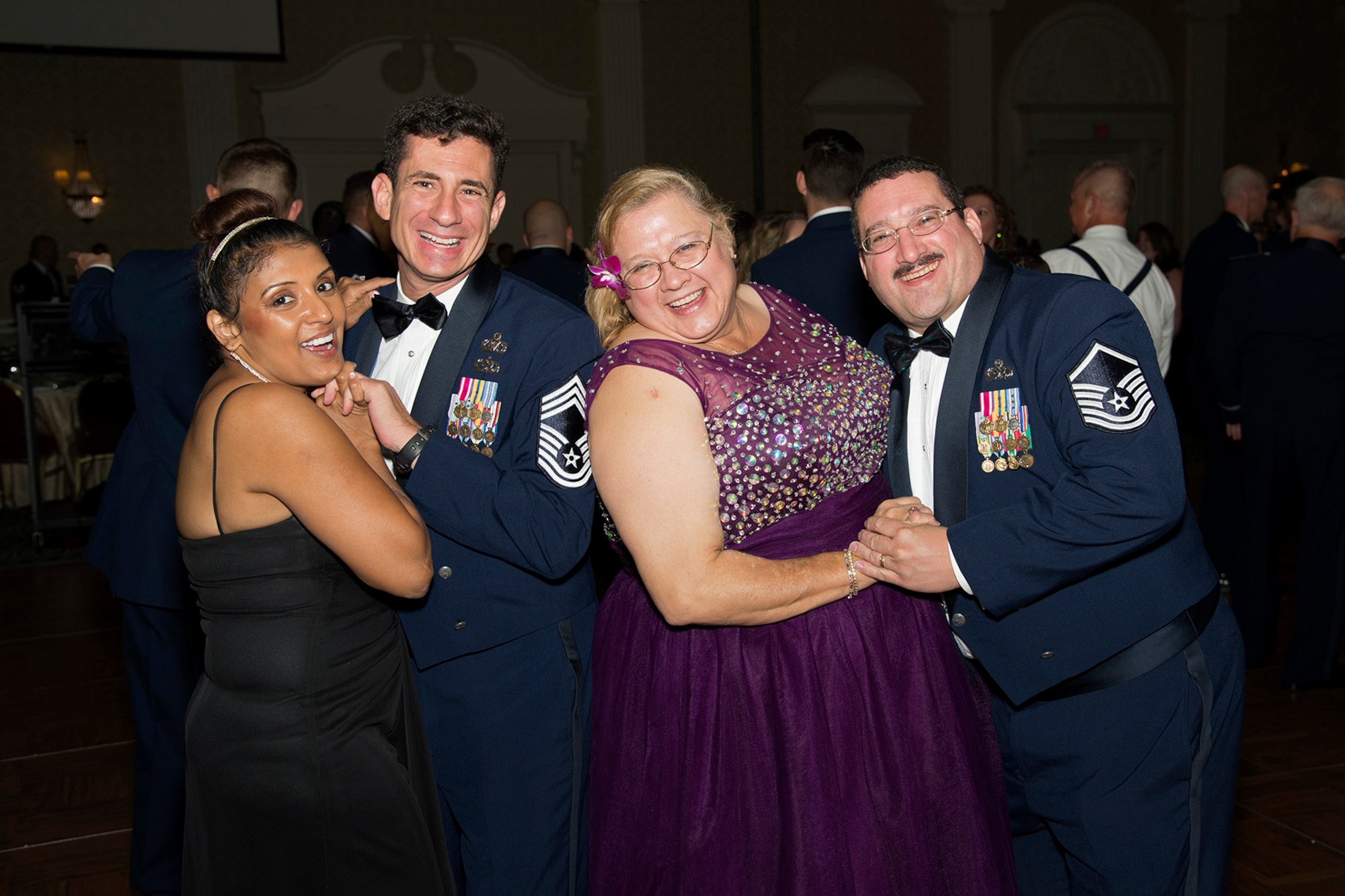 Members of Team Dover dance during the Air Force Ball Sept. 17, 2016, at Dover Downs in Dover, Del. The event featured dining, live music, a guest speaker and dancing. (U.S. Air Force photo by Senior Airman Aaron J. Jenne)