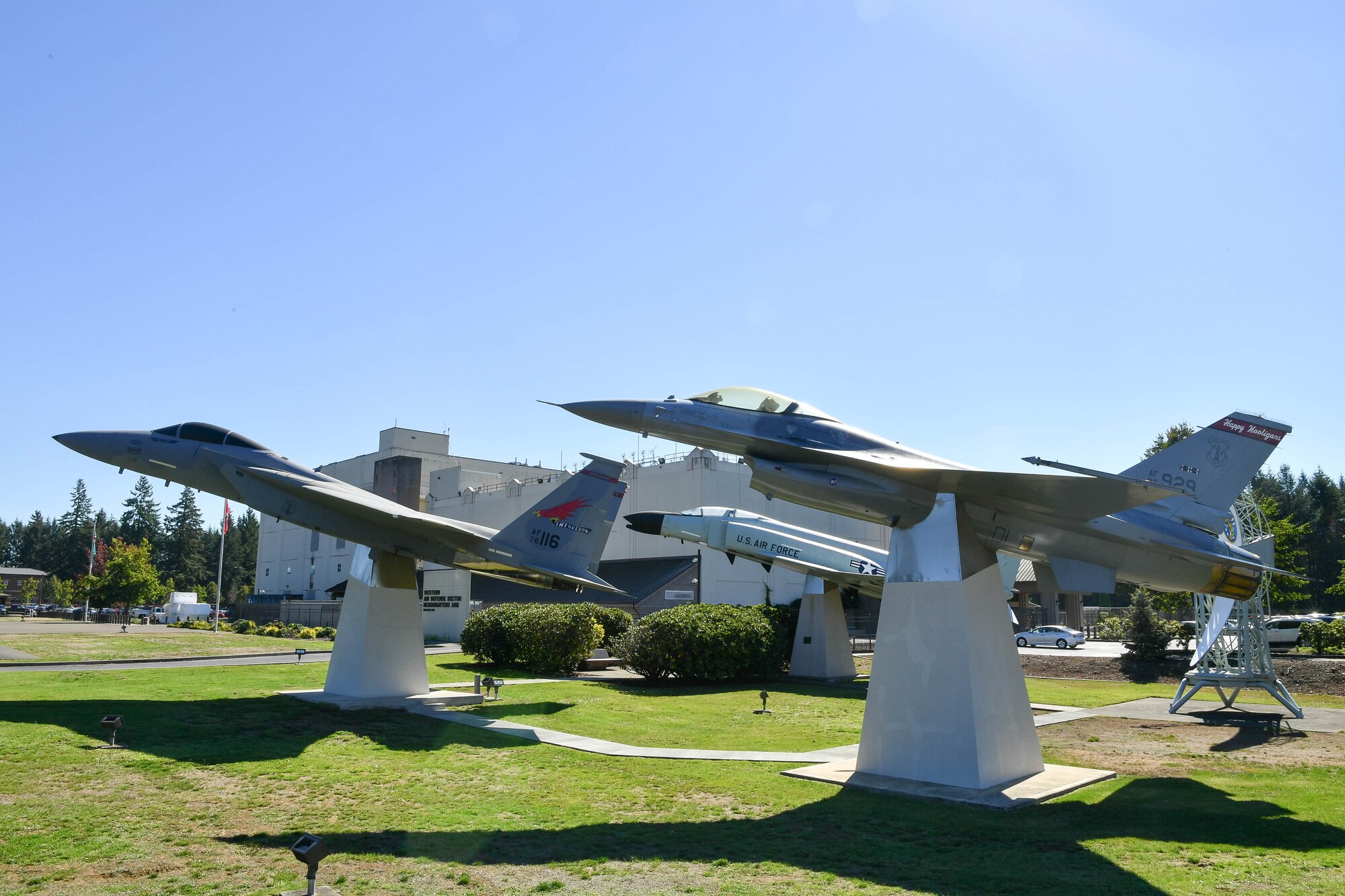 The Western Air Defense Sector adds a McDonald Douglas F-15A Eagle static display to the WADS Air Park.  The F-15 joins the General Dynamics F-16 Fighting Falcon, McDonald Douglas F-4 Phantom II, and FPS-26A Height Finder Radar. 
The WADS has been guarding America's skies in the same building 24/7 since 1960 and regularly uses F-15 alert aircraft to perform its mission. (U.S. Air National Guard photo by Capt. Kimberly D. Burke)
