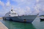 In this file photo, USS Fort Worth (LCS 3) departs Singapore in August. 