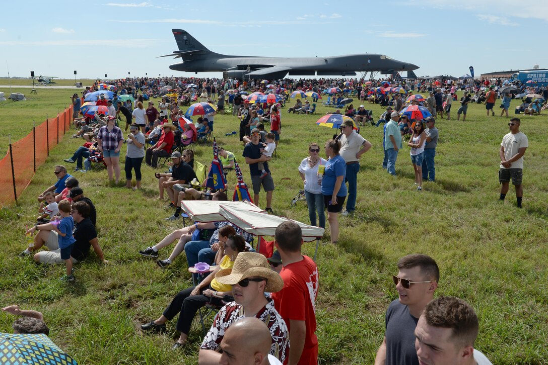 Thousands of people from Wichita Falls and neighboring communities attend the 75th Anniversary Open House and Air Show Celebration on Sheppard Air Force Base, Texas, Sept. 17, 2016. The celebration had numerous performers such as the Tora Tora Tora Pearl Harbor reenactment, the Air Force Wings of Blue, skydiver Dana Bowman, Viper Air Show jet car and solo demo, Randy Ball’s Mig 17 and Vietnam T-37 demo, Kent Pietsch Jelly Belly comedy air act, Texas Raiders B-17 WWII demo, Freedom Flyers P-51 WWII demo, and the world-famous U.S. Air Force Thunderbirds. (U.S. Air Force photo by Senior Airman Kyle E. Gese)