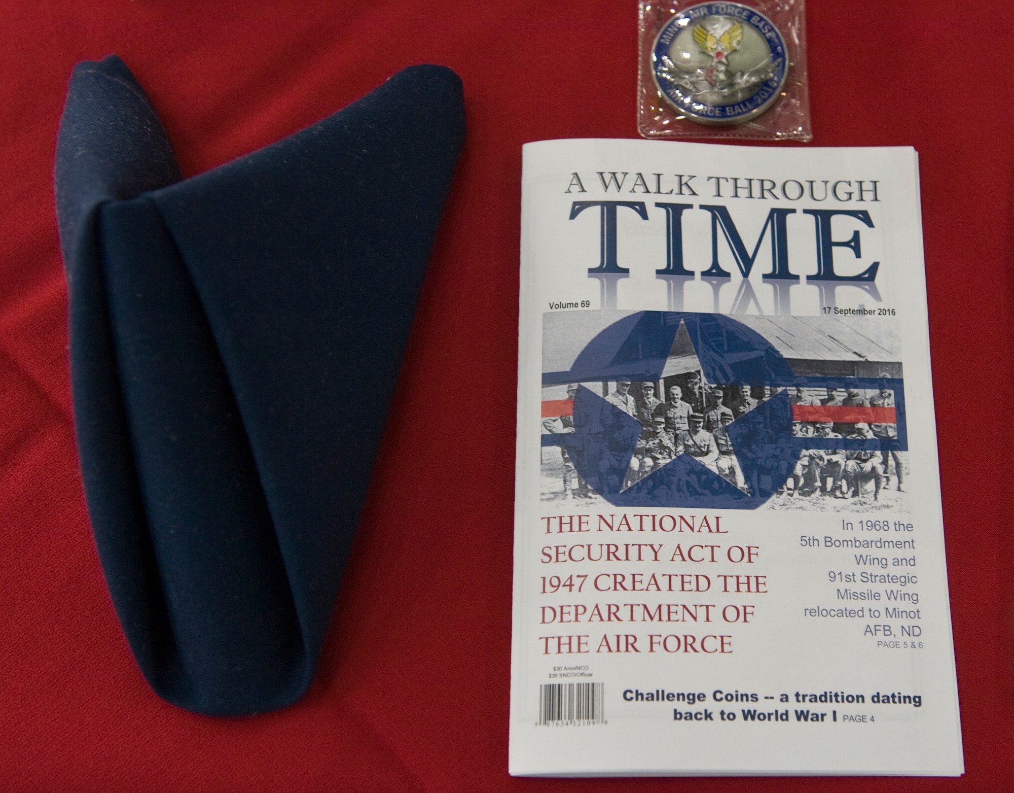 A pamphlet rests on a table during the 2016 Air Force Ball at Minot Air Force Base, N.D., Sept. 17, 2016. The 2016 Air Force Ball marks the 69th anniversary of the Air Force, which was established on Sept. 18, 1947.  (U.S. Air Force photo/Airman 1st Class Jonathan McElderry)