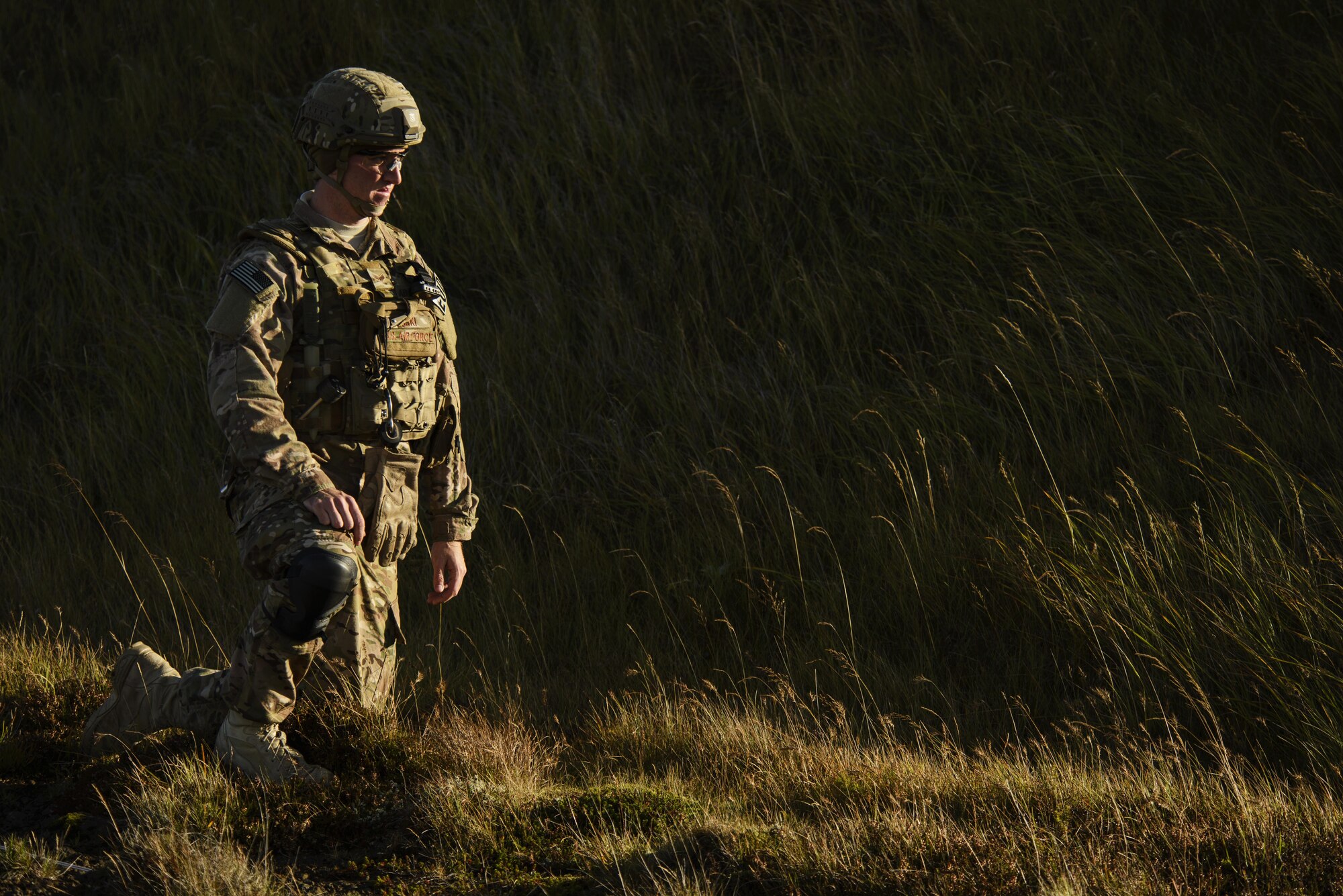 U.S. Air Force Senior Airman Kyle Koski,  52nd Civil Engineer Squadron explosive ordnance disposal journeyman, Spangdahlem Air Base, Germany, provides over watch during Northern Challenge 16 exercise at Icelandic Coast Guard Keflavik Facility, Iceland, Sept. 19, 2016. The exercise focused on disabling improvised explosive devices in support of counter-terrorism tactics to prepare Partnership for Peace, NATO, and Nordic nations for international deployments and defense against terrorism. (U.S. Air Force photo by Staff Sgt. Jonathan Snyder)