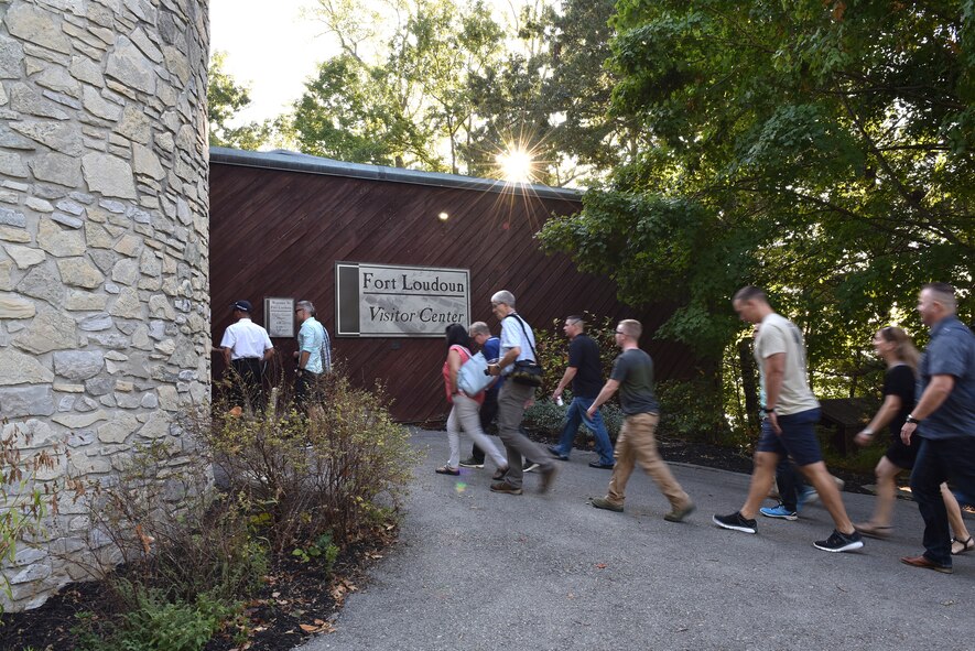 Noncommissioned officers from five nations and the United States tour Fort Loudoun State Historic Area Sept. 20, 2016, in Vonore, Tenn., as part of a cultural day. The area is a Tennessee River peninsula that surrounds Fort Loudoun. The fort once housed British soldiers as a western outpost from 1756-1760 and served relations with the Cherokee. The Air National Guard's I.G. Brown Training and Education Center is hosting the NCOs this week for the International Noncommissioned Officer Development Seminar. (U.S. Air National Guard photo by Master Sgt. Mike R. Smith)