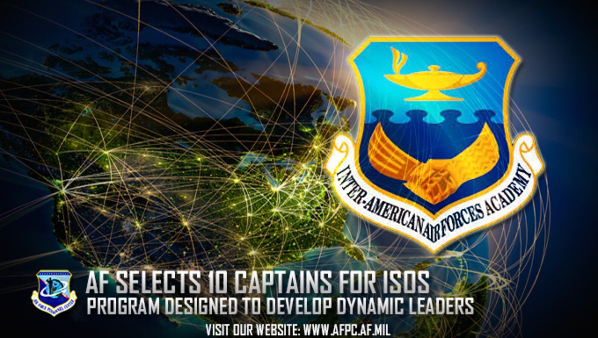 Ten captains were selected to attend the Inter-American Squadron Officer School at the Inter-American Air Forces Academy, Joint Base San Antonio-Lackland, which is taught entirely in Spanish. Objectives of the program are inter-American awareness and a cadre of potential Latin American regional affairs specialists. (U.S. Air Force graphic by Staff Sgt. Alexx Pons)