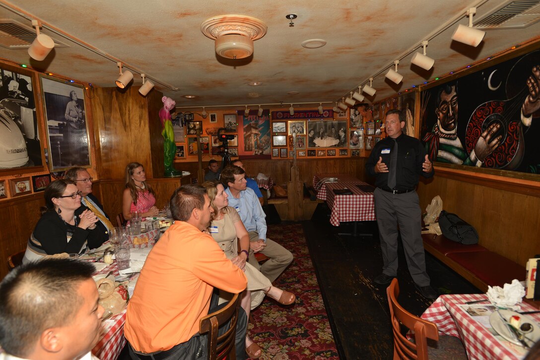Mike Lee, a civil engineer, from the Engineering and Construction Division talks about his experience in the 2016 Leadership Development Program Sept. 14, 2016 at the Buca di Beppo restaurant in Franklin, Tenn.