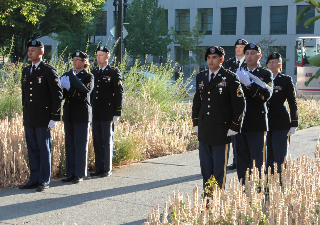 The POW/MIA Day is a day to recognize military members who never made it home safely.  Two of the fallen military members were Pfc. Thomas Montoya and Sgt. William Andrews, both enlisted in Salt Lake City.  The Soldiers of the 76th Division Operational Response based out of Fort Douglas raised the black and white POW/MIA flag to honor these fallen comrades.