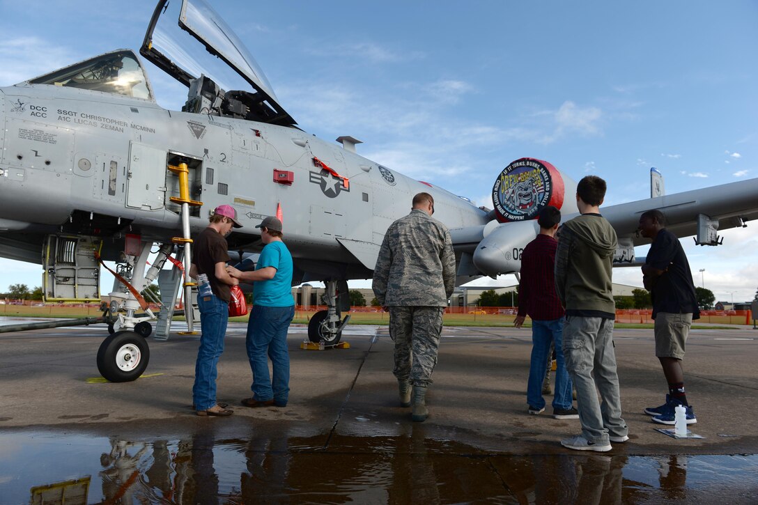 Students from seven local Wichita Falls, Texas, high schools and two from Dallas, explore the various static displays at Sheppard Air Force Base, Texas, during a career fair, Sept. 16, 2016. The career fair provided an opportunity for students to learn about the Air Force and the various careers it offers. (U.S. Air Force photo by Senior Airman Kyle E. Gese)