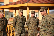 U.S. Marine Col. Peter Gadd, right, speaks to the Marines with 3rd Law Enforcement Battalion, III Marine Expeditionary Force, during Non-Lethal Executive Seminar (NOLES) 2016 at the Five Hills Training Area, Mongolia, Sept. 21, 2016. Gadd is the commanding officer of Headquarters and Service Battalion, U.S. Marine Corps Forces, Pacific. NOLES is an opportunity for all participating nations to enhance interoperability and strengthen military-to-military partnerships through cooperation. 