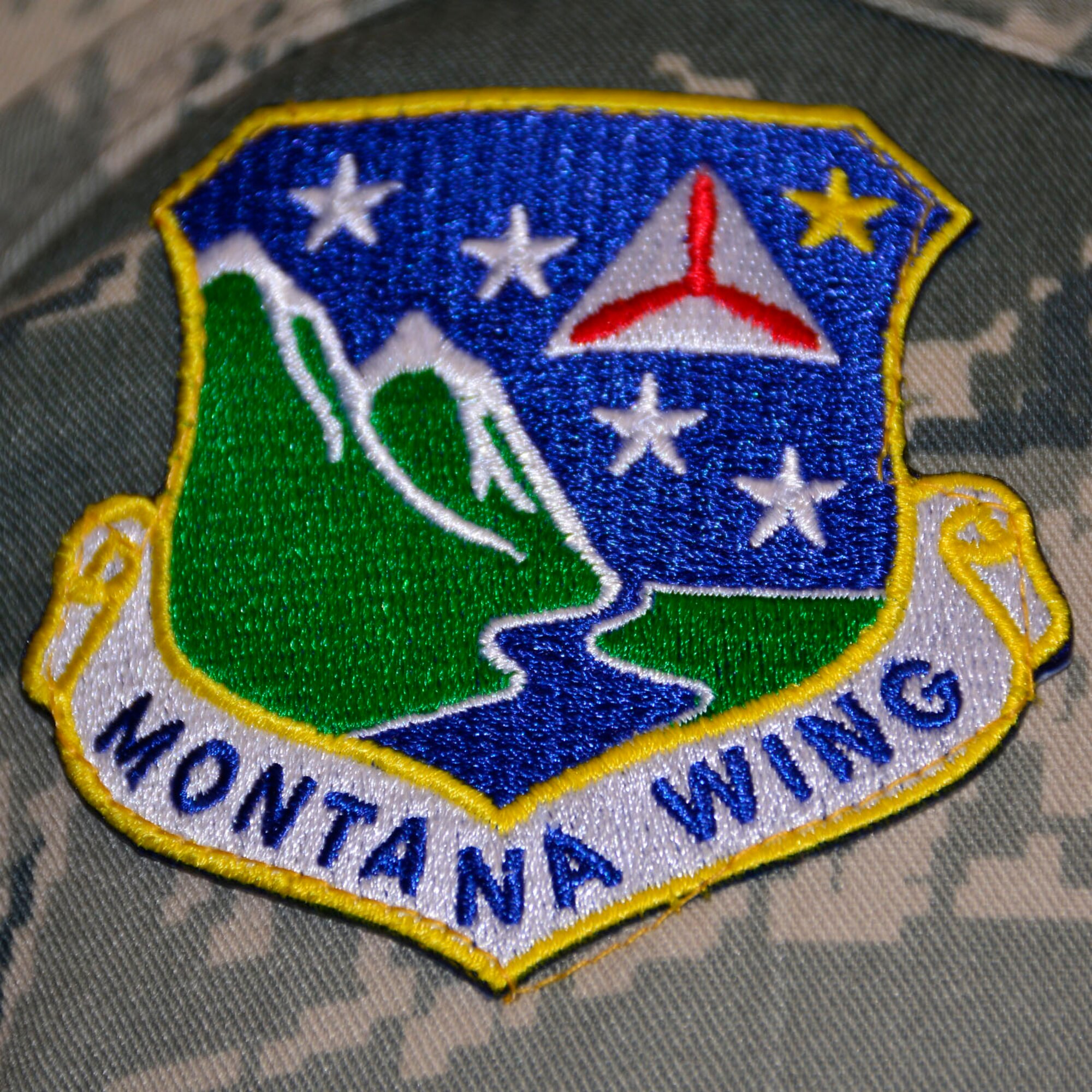 The patch worn by members of the Civil Air Patrol Montana Wing. Cadets assigned to the Malmstrom Air Force Base Composite Squadron toured the 120th Airlift Wing and took a C-130 Hercules orientation flight Sept. 13, 2016. (U.S. Air National Guard photo by Senior Master Sgt. Eric Peterson)