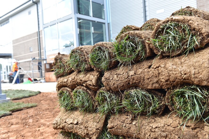 A pallet of rolled sod awaits placement near the classroom and dormitory facility under construction Sept. 20, 2016, on the I.G. Brown Training and Education Center campus in Louisville, Tenn. (U.S. Air National Guard photo by Master Sgt. Mike R. Smith)