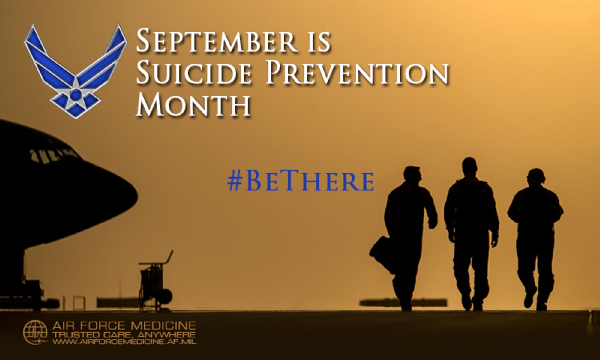 Every Airman plays a role in suicide prevention, #BeThere. Services for Airmen include mental health, chaplains, Wingman Online and Military One Source. (U.S. Air Force courtesy graphic/Released)
