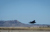 An F-15E Strike Eagle assigned to the 494th Fighter Squadron from Royal Air Force Lakenheath, England, takes off for a sortie in support of Tactical Leadership Programme 16-3 at Los Llanos Air Base, Spain Sep. 19. Training programs like the TLP showcase how the U.S. works side-by-side with NATO Allies and partners every day training to meet future security challenges as a unified force. (U.S. Air Force photo/ Staff Sgt. Emerson Nuñez)