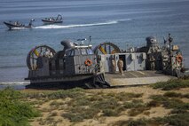 A U.S. Navy Landing Craft Air Cushioned (LCAC) with Assault Craft Unit 4 prepares to transport U.S. and international citizens during a bilateral non-combatant evacuation exercise at the U.S. Embassy, Muscat, Oman, Sept. 21, 2016. The non-combatant evacuation exercise is an opportunity for the United States and Oman to practice a bilateral mission of quickly providing security and safety to U.S. and international citizens abroad during a natural disaster or contingency.