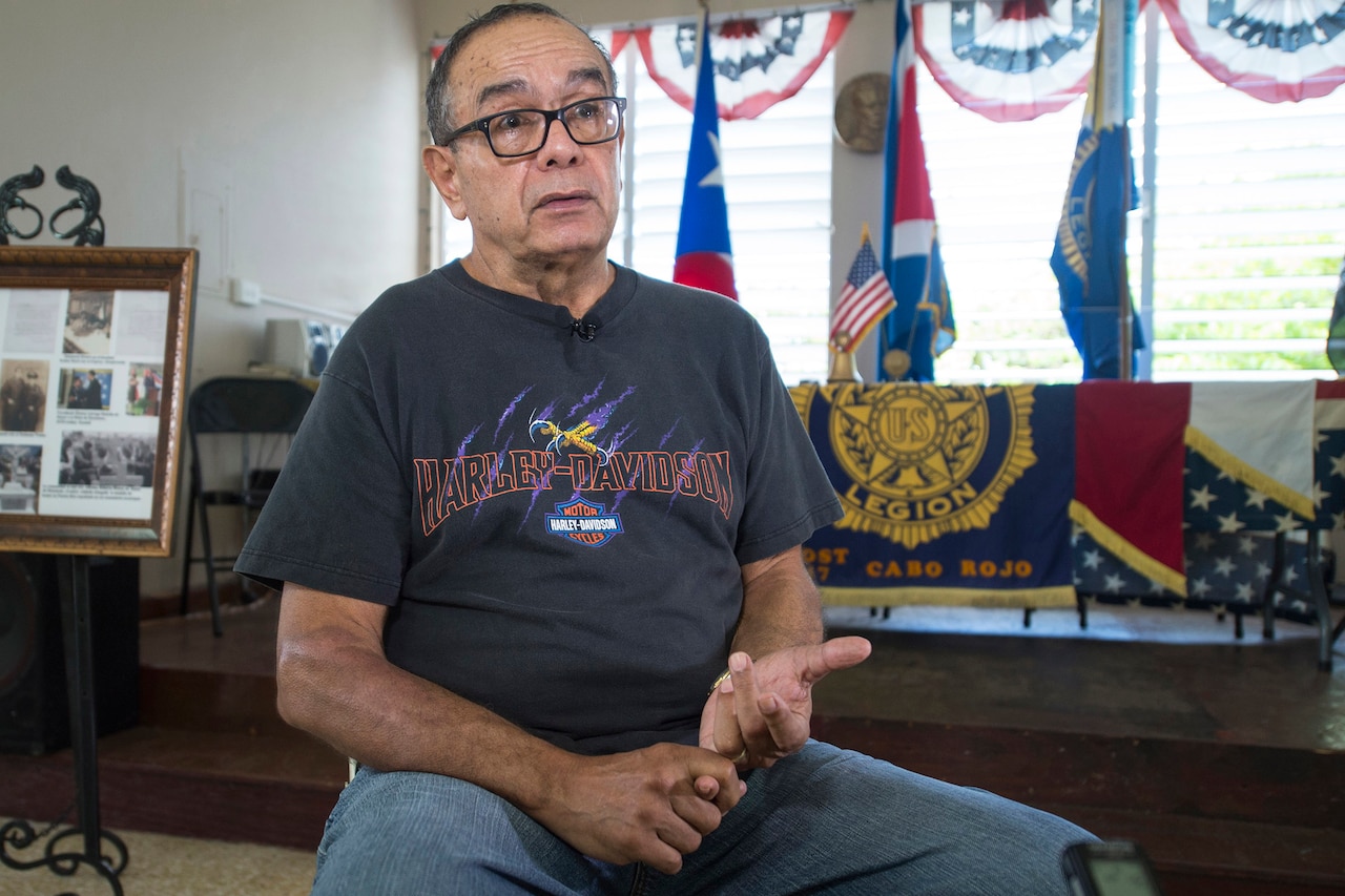 Retired Army Lt. Col. Edwin Vargas speaks about his military experience during an interview in Cabo Rojo, Puerto Rico, Aug. 10, 2016. DoD photo by EJ Hersom