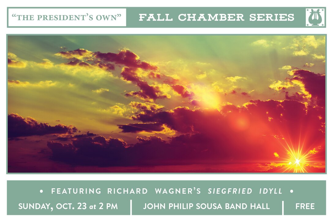 "The President's Own" Fall Chamber Series concert will take place at 2 p.m. (EDT), Sunday, Oct. 23, in the John Philip Sousa Band Hall at the Marine Barracks Annex, located at 7th & K Streets, SE, in Washington, D.C. Selections include Georg Philipp Telemann's Trio Sonata in G minor; Ludwig van Beethoven's String Quartet No. 10 in E-flat, Opus 74, Harp; and Richard Wagner's Siegfried Idyll. Free parking is available under the overpass on 7th Street and the concert will also stream live on the Marine Band website. 