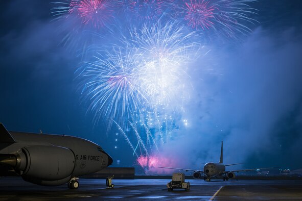 Fireworks light the sky at Yokota Air Base, Japan, during the 2016 Japanese-American Friendship Festival Sept. 18, 2016. Thousands of people attend the festival every year to learn more about the U.S. military and American culture. (U.S. Air Force photo/Senior Airman Delano Scott)