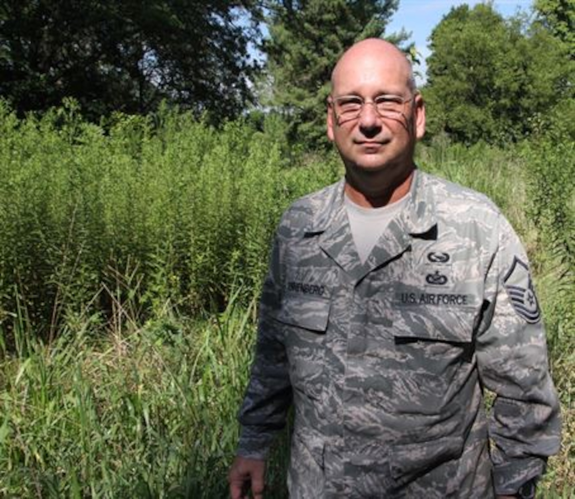 The site of a long forgotten fatal C-9A crash was found by 932nd Airlift Wing historian, Master Sgt. Gerald Sonnenberg. Mid-September in southern Illinois is typically a mix of cool mornings and comfortably warm, sunny days as summer comes to a close and ushers in the beginning of fall. Farmers are busy harvesting the hundreds of square miles of corn fields surrounding Scott AFB, Illinois. It was one of those days 45 years ago on Sept. 16, 1971, when one of the Air Force's newer C-9A Nightingales crashed just off base, killing a unit member, as noted in a separate story by Master Sgt. Sonnenberg. (U.S. Air Force photo by Maj. Stan Paregien)