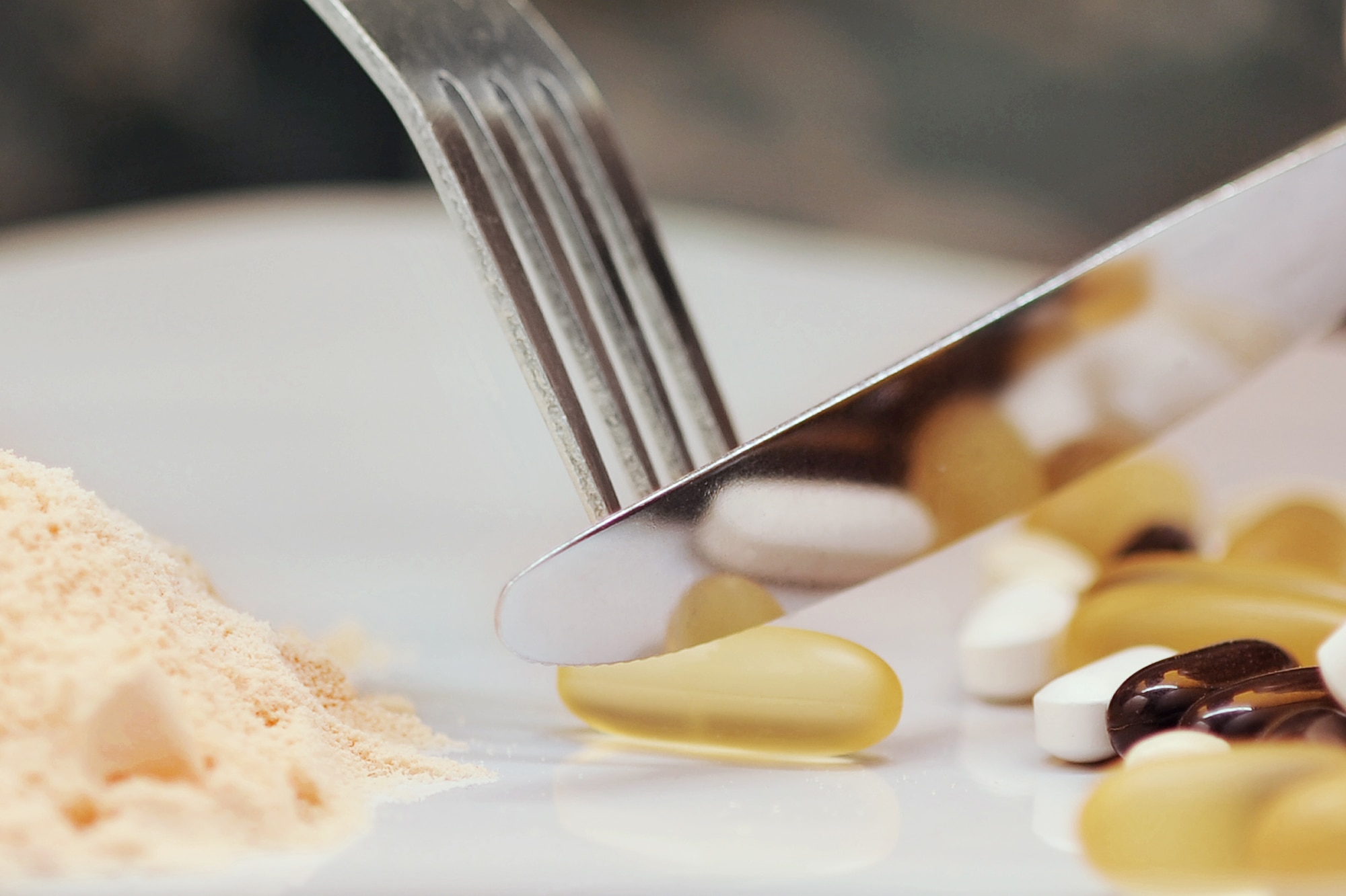 Supplements may lack nutrients a body needs that it can only get through eating certain foods. Individuals who are taking supplements may in fact not need what they are taking and what they are taking could produce adverse effects. (U.S. Air Force photo illustration/Airman 1st Class Daniel Brosam)