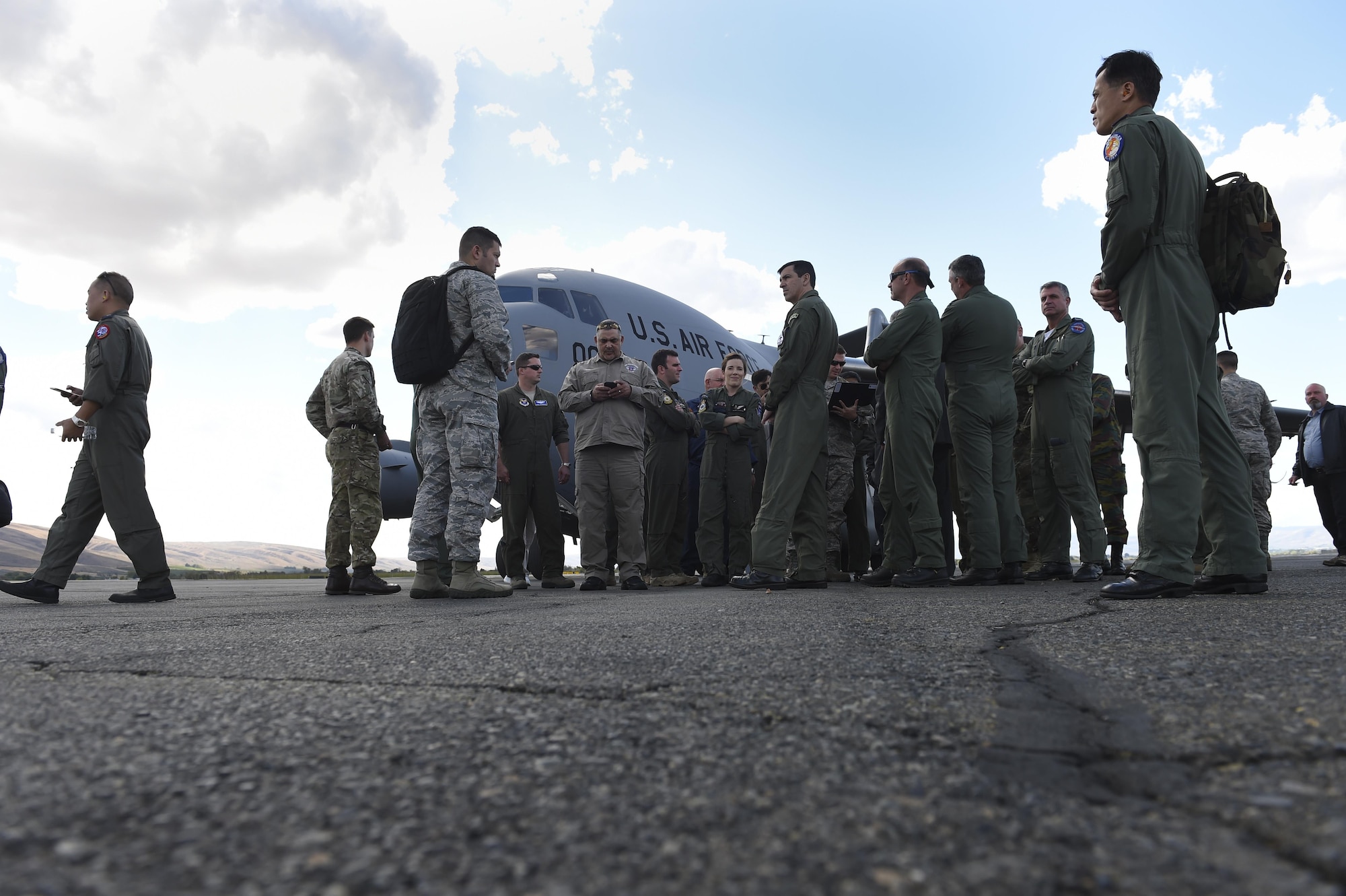 Members of the 62nd Airlift Wing, Air Mobility Command, and international mission partners conduct a site visit Sept. 21, 2016, as part of Air Mobility Command’s Mobility Guardian in progress review at Joint Base Lewis-McChord, Washington. The group of 50 plus members spent a week at JBLM planning their integration into the exercise. (Air Force photo/ Staff Sgt. Naomi Shipley)