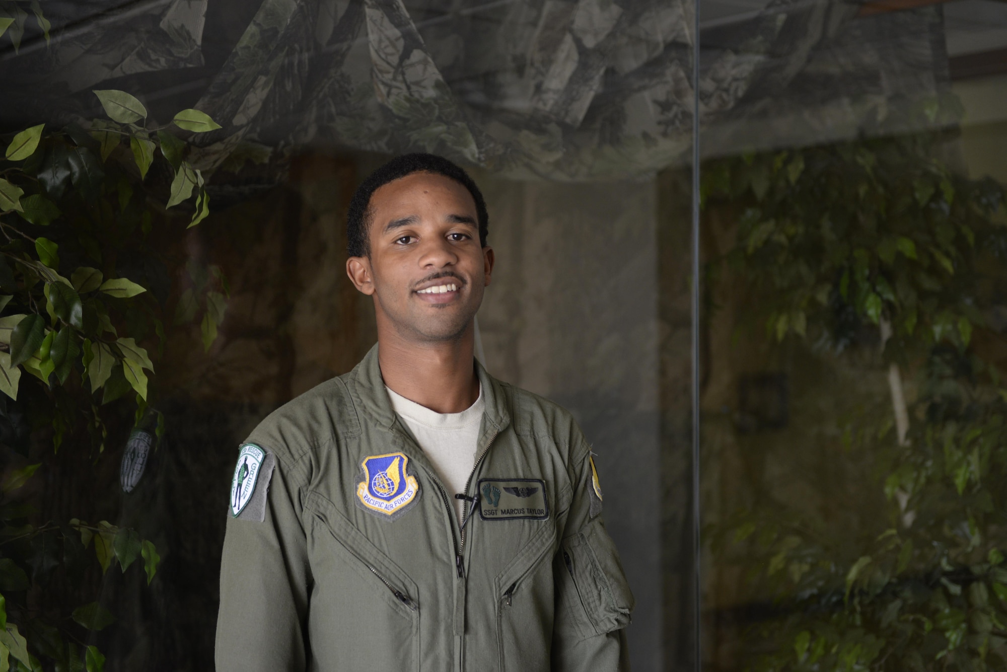 U.S. Air Force Staff Sgt. Marcus Taylor, 33rd Rescue Squadron special mission’s aviator, was part of the team to rescue a III Marine Expeditionary Force pilot after he ejected from his AV-8B Harrier Sept. 22, 2016, off the coast of Okinawa, Japan. The pilot ejected safely from his aircraft and was rescued successfully by the 31st and 33rd Rescue Squadrons. (U.S. Air Force photo by Senior Airman Stephen G. Eigel)