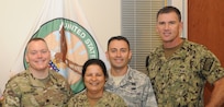 U.S. Air Force Capt. John Diaz, 305th Aerial Port Squadron air freight flight commander, is recognized for his leadership with the Air Mobility Command-level Gen. Lew Allen, Jr. trophy at Joint Base McGuire-Dix-Lakehurst, N.J., Aug. 24, 2016. Diaz is currently deployed to United States Central Command Joint Logistics and Engineering Directorate in Tampa, Florida.