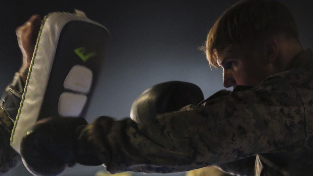 U.S. Marines and Romanian soldiers spar during a martial arts instructor course at Mihail Kogălniceanu Air Base, Romania, Sept. 21, 2016. The Black Sea Rotational Force is an annual multilateral security cooperation deployment in the Black Sea, Balkan and Caucasus regions designed to enhance participants’ collective professional military capacity, promote regional stability and build enduring relationships with partner nations.