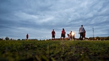 Members of the 91st Missile Security Forces Squadron prepare for the final game during the intramural soccer championship tournament at Minot Air Force Base, N.D., Sept. 21, 2016. The 91st MSFS faced the 5th Maintenance Squadron for the intramural soccer trophy. (U.S. Air Force photo/Airman 1st Class J.T. Armstrong) 