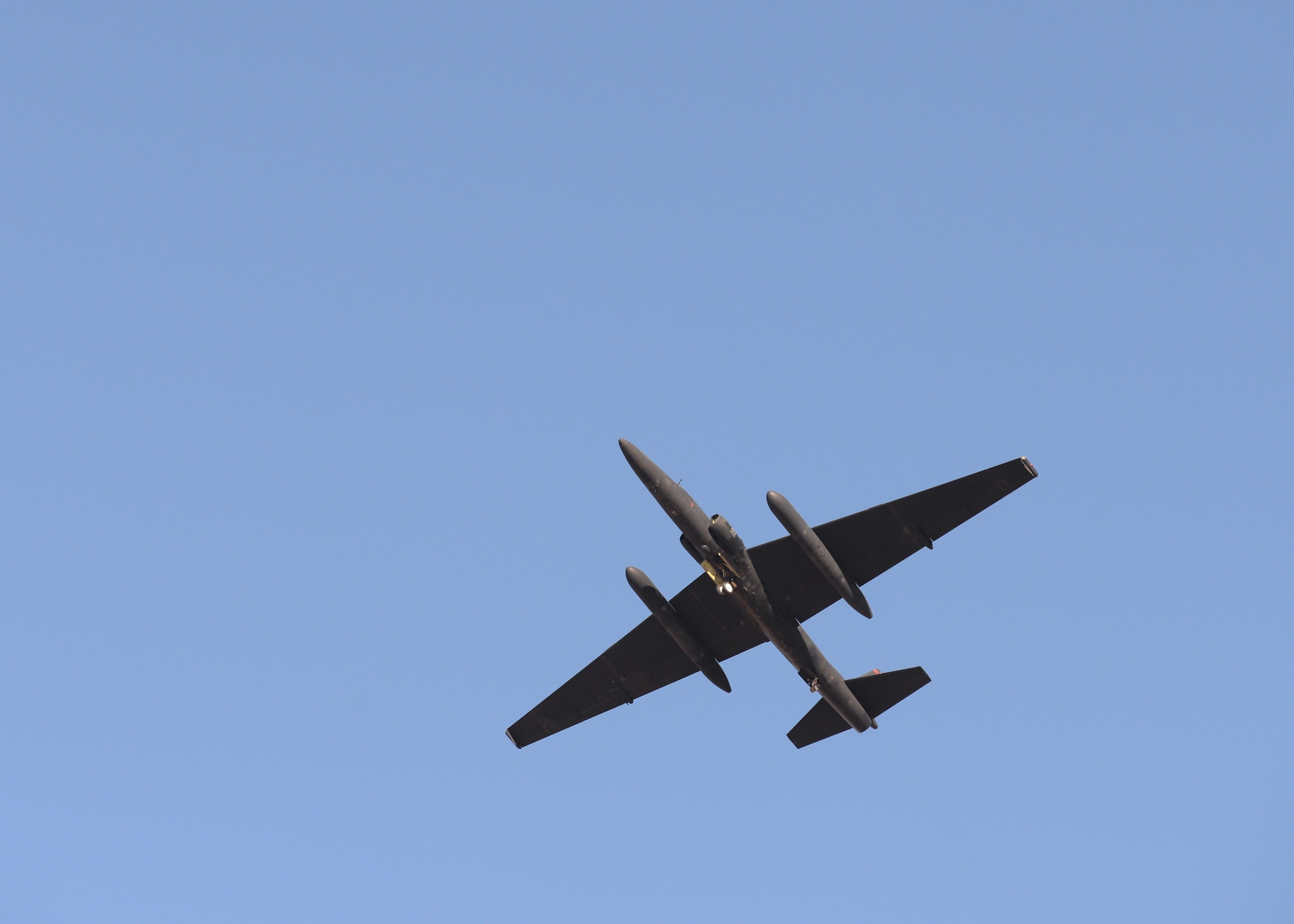 A U-2 Dragon Lady flies over Beale Air Force Base after resuming operations Sept. 23, 2016. Following a U-2 incident this week flying operations for the aircraft at Beale were put on hold while the installation responded to the incident. Global U-2 flying operations were not impacted as a result of the incident and pilots and maintainers continued to support commanders with high-altitude ISR. (U.S. Air Force photo/Airman Tristan D. Viglianco)