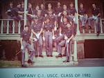 In this file photo, U.S. Military Academy seniors in Company C-1, also known as "firsties," take a moment for a group shot in the Spring of 1982. Pictured, front center, is now Lt. Gen. Nadja West, Army Surgeon General and Commanding General, U.S. Army Medical Command, the highest ranking woman to graduate from the service academy. West, the youngest of 12 children, followed the footsteps of her father and nine siblings by joining the military. She credits one of her brothers, who also graduated from the U.S. Military Academy, for encouraging her to apply. 