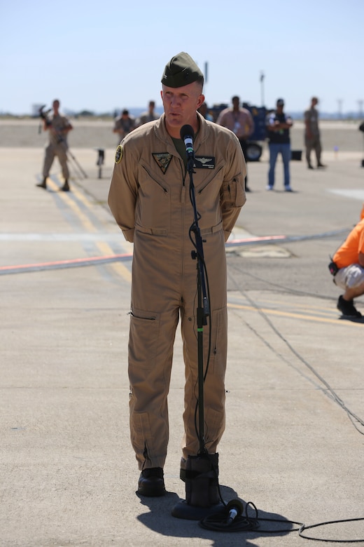 Col. Jason Woodworth, commanding officer of Marine Corps Air Station Miramar, Calif., speaks at the 2016 MCAS Miramar Air Show opening ceremony aboard station, Sept. 23. This year’s theme for the event is “100 Years of the Marine Corps Reserves.” The MCAS Miramar Air Show showcases world-class performers, military flight demonstration teams, the capabilities of the Marine Air-Ground Task Force and celebrates Miramar’s longstanding relationship with the local San Diego community. (U.S. Marine Corps photo by Cpl. Kimberlyn Adams/Released)