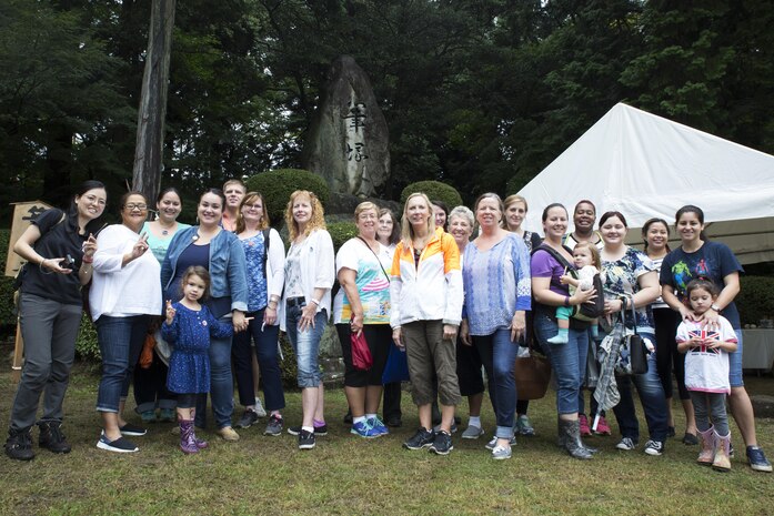 Marine Corps Air Station Iwakuni residents pose for a group photo at the Kumano Brush Festival in Kumano, Japan, Sept. 22, 2016. The residents traveled to Kumano with the Cultural Adaptation Program for an opportunity to experience calligraphy and tradition during the festival and visited the Fudenosato Kobo Museum. (U.S. Marine Corps photo by Lance Cpl. Joseph Abrego)