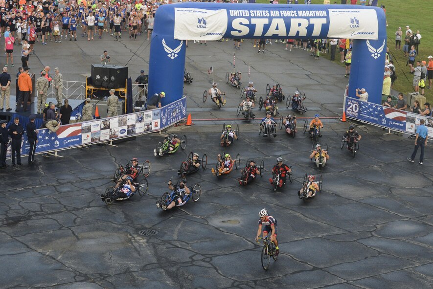 Scenes from the 2016 Air Force Marathon weekend at Wright-Patterson Air Force Base, Sept. 15-17. More than 15,000 runners, walkers and spectators from all 50 states and 17 foreign countries gathered to participate in the races 20th year. (U.S. Air Force photo / Wesley Farnsworth)