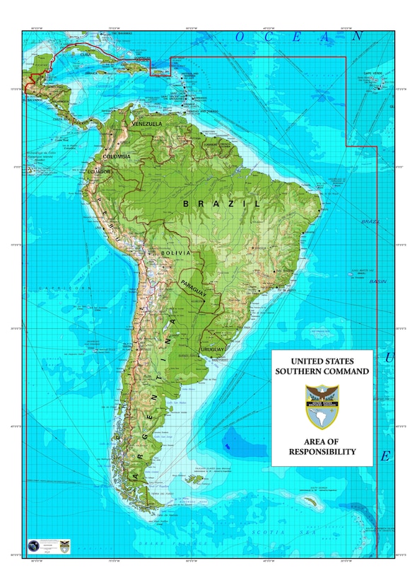 Map: U.S. Southern Command's Area of Responsibility.  (DoD image)