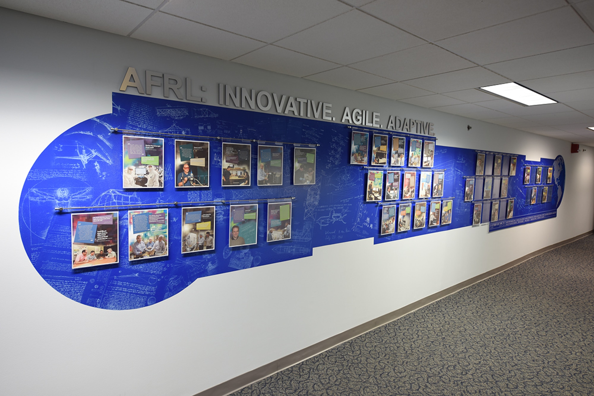 The Patent Wall on display at AFRL Headquarters recognizes the innovation of the Lab's scientists and engineers. (U.S. Air Force photo / Mikee Huber)
