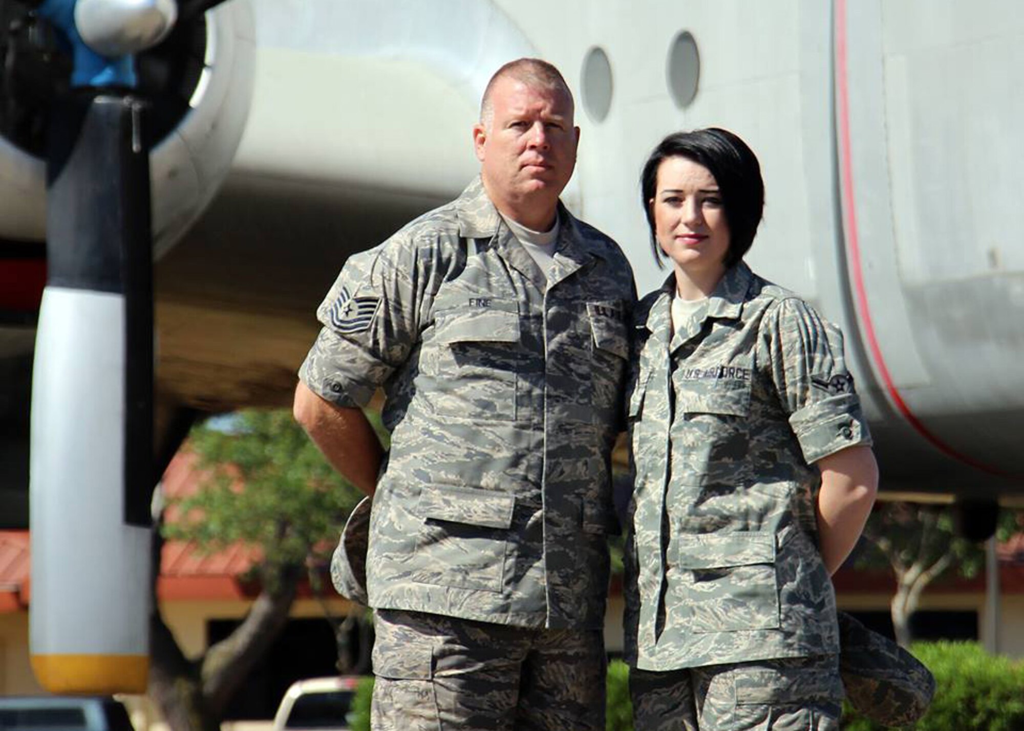 Tech. Sgt. Jeff Fine, Air Force Reserve Individual Mobilization Augmentee and Airman Ashlynd Fine, 944th Aeromedical Staging Squadron medical technician, pose for a photo in 2012. (Courtesy photo)