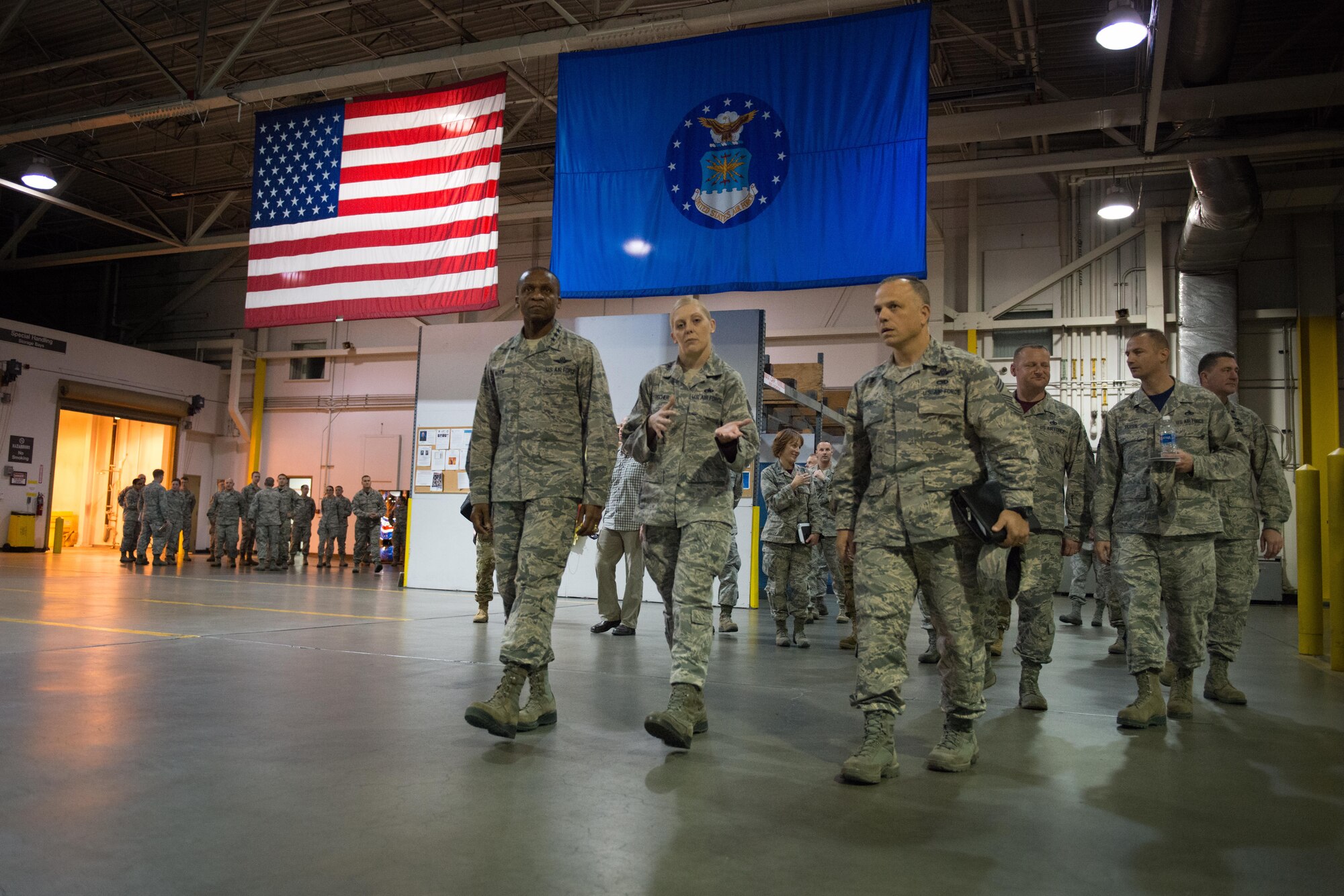 Air Force General Darren McDew, U.S. Transportation Command; commander, visits the 715th Air Mobility Command, Joint Base Elmendorf-Richardson to get a boots-on-the-ground perspective of Alaska's joint mission and meet with the Airmen and Soldiers who accomplish it, Sept. 22, 2016. USTRANSCOM is the single manager for global air, land and sea transportation for the Department of Defense.
