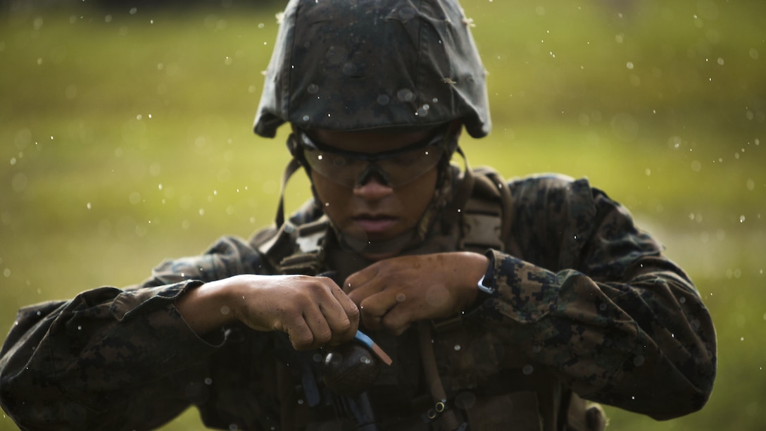 U.S. Marines attached to Infantry Training Battalion, School of Infantry - East, throw M69 training grenades during a training exercise for the Infantry Small Unit Leaders Course, Marine Corps Base Camp Lejeune N.C., Sept. 22, 2016. The purpose of ISULC is to develop an infantry sergeant that trains and leads their unit in a complex operating environment to achieve their commander’s intent.