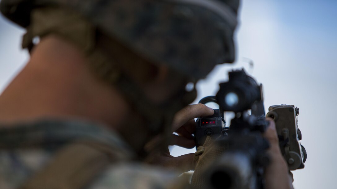 U.S. Marine Corps Sgt. Brandon M. Andrade, squad leader, 3rd Battalion 6th Marine Regiment, 2nd Marine Division, fires a M203 grenade launcher during a training exercise for the Infantry Small Unit Leaders Course, Marine Corps Base Camp Lejeune N.C., Sept. 22, 2016. The purpose of ISULC is to develop an infantry sergeant that trains and leads their unit in a complex operating environment to achieve their commander’s intent.