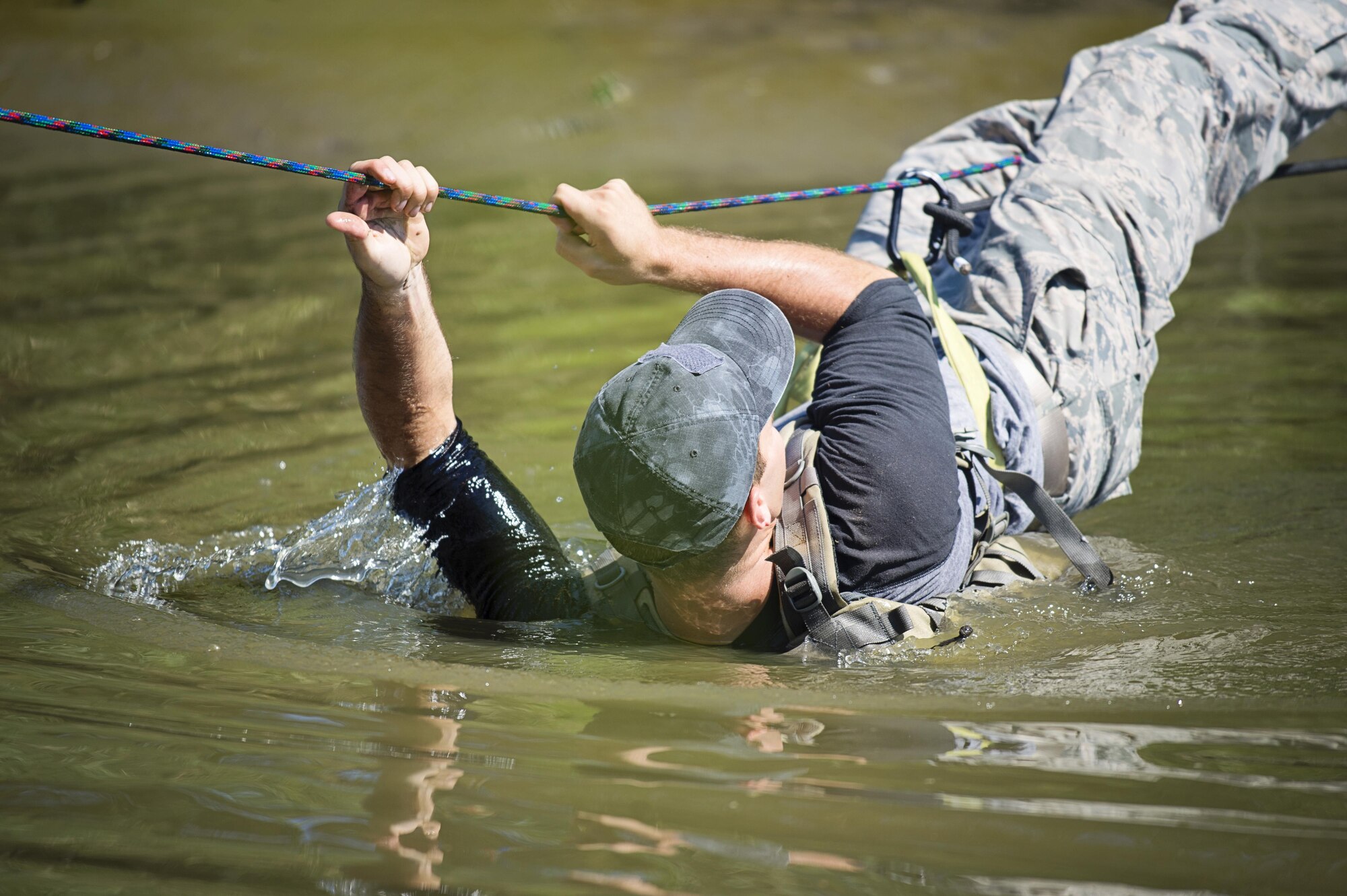 Nearly 30 Team Dover members participated in the GORUCK challenge near Dover Air Force Base, Del, on Sept. 23, 2016. Based on Special Forces training, the class was led from start to finish by a Special Forces Cadre who's job is was to test the team's limits, then push beyond them. (U.S. Air Force photo/Capt. Bernie Kale)