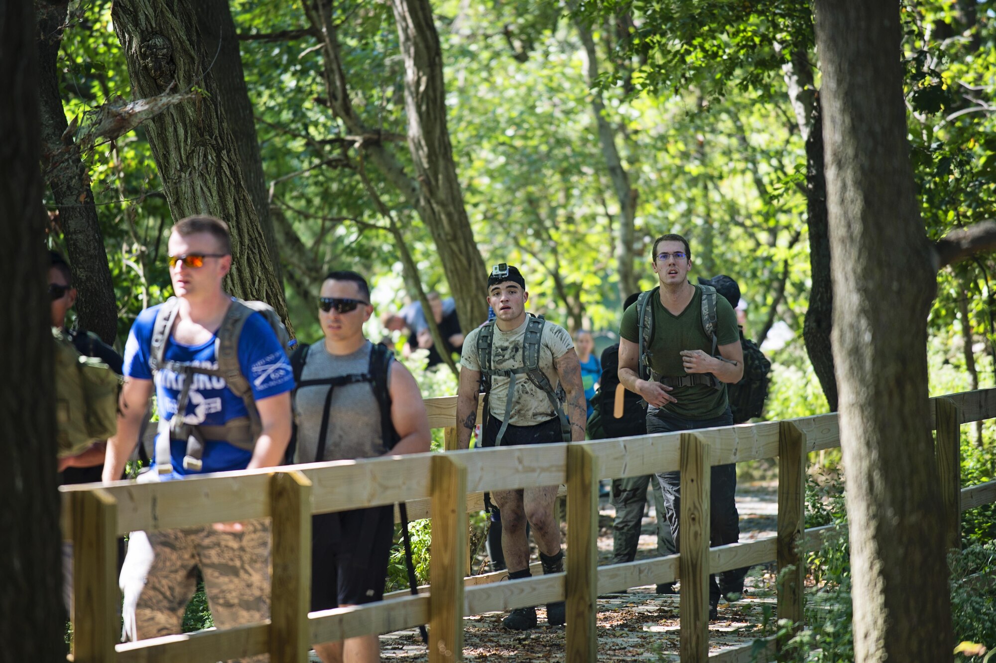 Nearly 30 Team Dover members participated in the GORUCK challenge near Dover Air Force Base, Del, on Sept. 23, 2016. Based on Special Forces training, the class was led from start to finish by a Special Forces Cadre who's job is was to test the team's limits, then push beyond them. (U.S. Air Force photo/Capt. Bernie Kale)