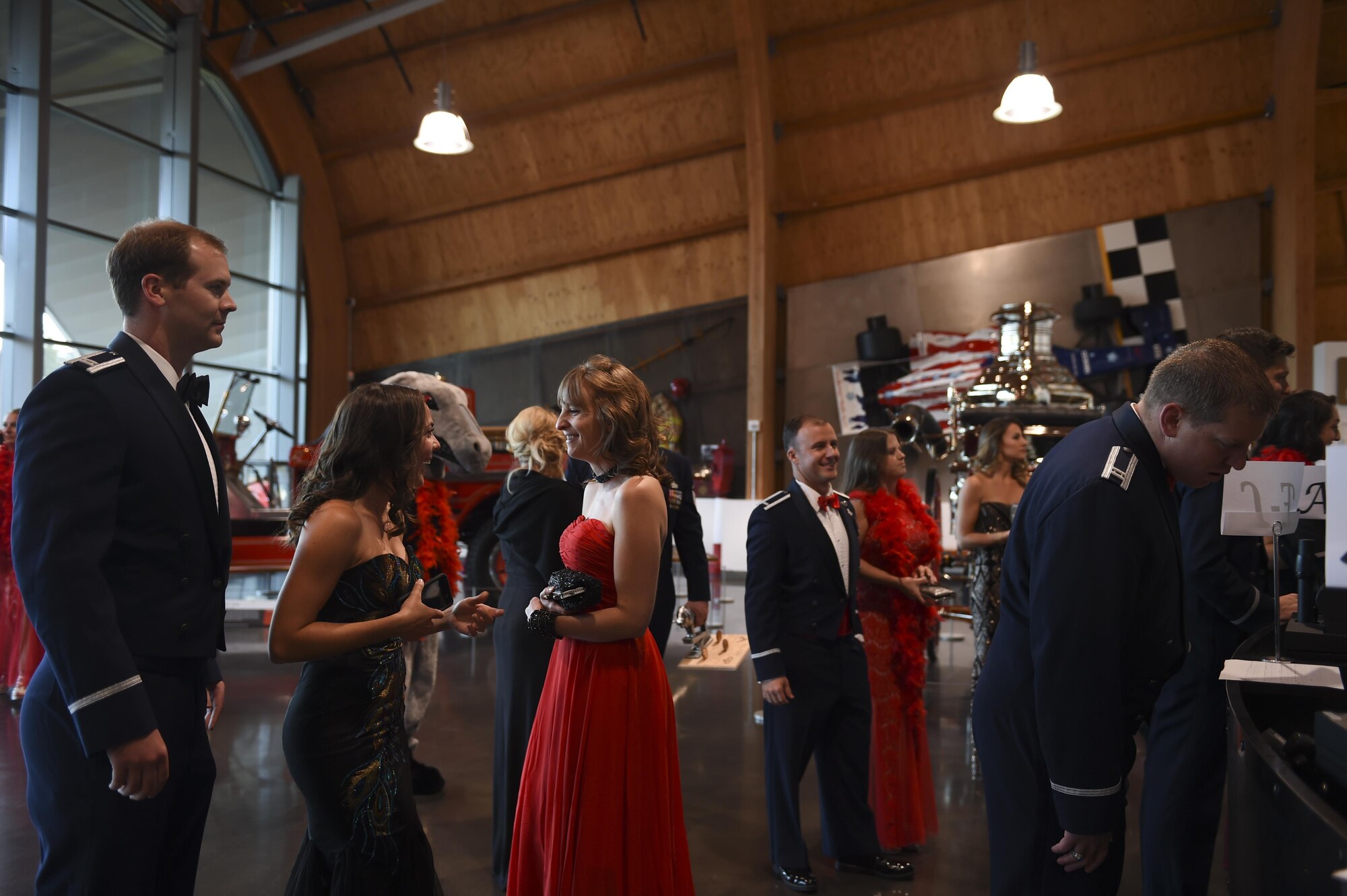 Guests of the McChord Air Force Ball check in at the Lemay America’s Car Museum in Tacoma, Wash., Sept. 23, 2016. Approximately 500 Airmen, Soldiers, civilians, Reservists, Guardsmen and their guests attended the event, which celebrated the 69th birthday of the United States Air Force. (U.S. Air Force photo/Staff Sgt. Naomi Shipley)