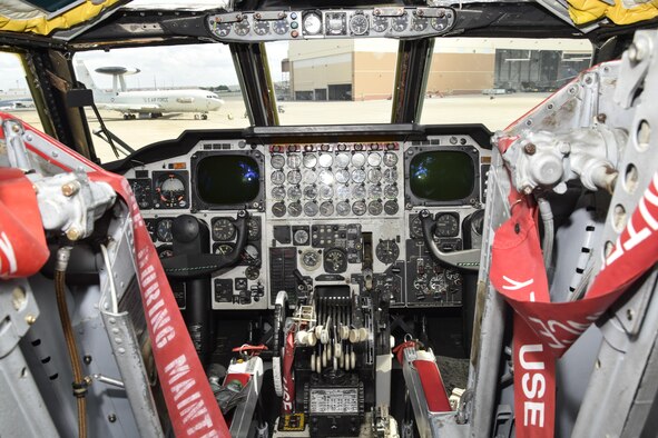 B-52H 61-0007, 'Ghost Rider,' cockpit after shown after overhaul by the Oklahoma City Air Logistics Complex, Okla. Sept. 23, 2016, Tinker Air Force Base, Okla. 'Ghost Rider' is the first B-52H to ever be regenerated from long-term storage with the 309th Aerospace Maintenance and Regeneration Group at Davis-Monthan AFB, Ariz., and returned to fully-operational flying status. (U.S. Air Force photo/Greg L. Davis)