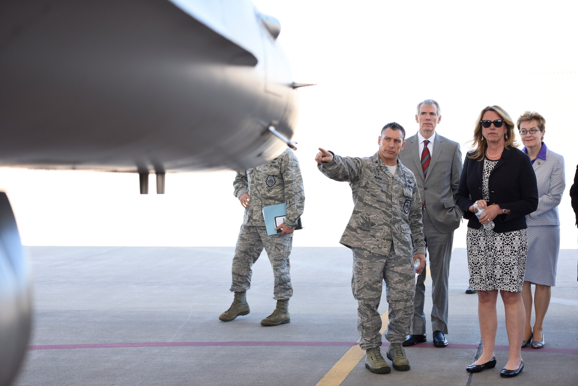 Secretary of the Air Force Deborah Lee James visited the Airmen of the 180th Fighter Wing, Ohio Air National Guard, located in Swanton, Ohio for a tour of the base June 6, 2016. (U.S. Air National Guard photo by Staff Sgt. Shane Hughes)