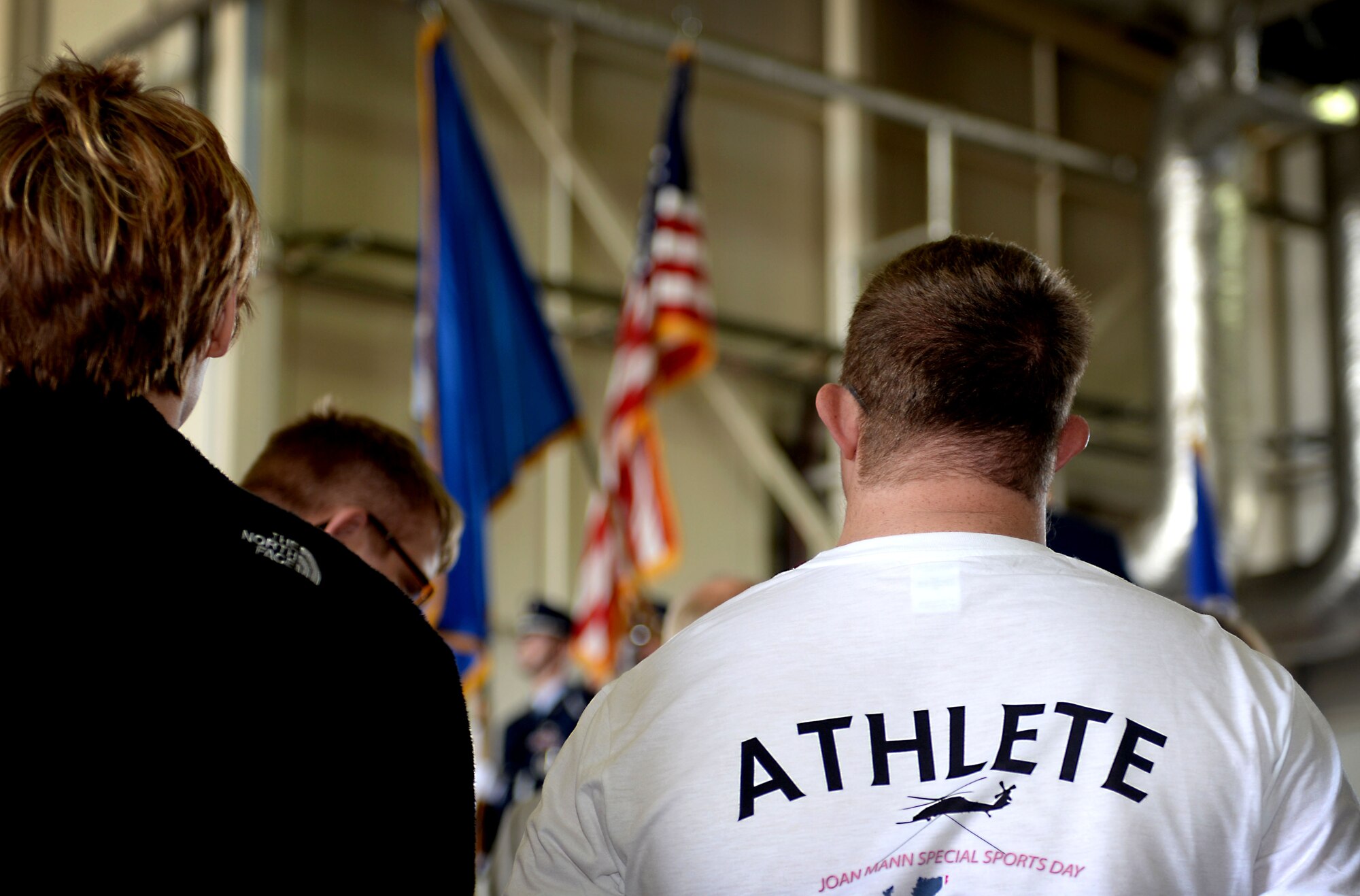 More than 800 people attend the opening ceremony for the 35th Annual Joan Mann Special Sports Day Sept. 24, 2016, on RAF Mildenhall, England. Joan Mann was a Ministry of Defence employee at RAF Mildenhall. She developed the special sports day as a way to offer people of all ages with special needs a day of fun and a way to bring the civilian and military communities closer. (U.S. Air Force photo by Staff Sgt. Kate Thornton)