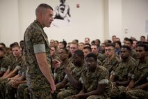 Brigadier General Jason Q. Bohm, Commanding Officer, Training Command, tours Field Medical Training Battalion-East.