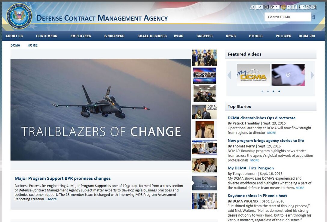 The Defense Contract Management Agency has a new public website, designed around a new content management system that allows for faster updating while also bringing the look and feel more closely in line with other Department of Defense sites. 
