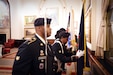 Army Reserve soldiers, assigned to the 85th Support Command, present the colors during the 70th reunion of Easy Company, 2nd Battalion, 506th Parachute Infantry Regiment, 101st Airborne Division at the Union League Club of Chicago, September 24, 2016. The famed Easy Company became widely known in part due to an HBO mini series called Band of Brothers. The 506th PIR was an experimental airborne regiment created in 1942 in Toccoa, Georgia that served in World War II.
(U.S. Army photo by Sgt. Aaron Berogan/Released)