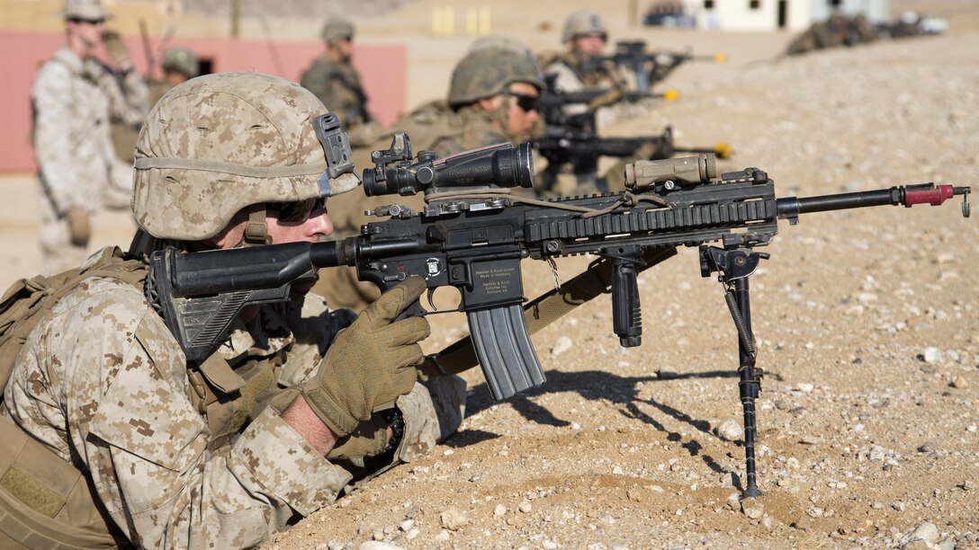 Marines with Infantry Officer Course conduct lane training at Range 220, the Combat Center’s largest military operations on urbanized terrain facility, Sept. 22, 2016, as part of Exercise Talon Reach. This exercise is the IOC students’ last training event before graduation. 