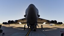 The B-52H Stratofortress Ghost Rider sits in the alternate parking area at Minot Air Force Base, N.D., Sept. 27, 2016. In 2008, Ghost Rider was sent to the 309th Aerospace Maintenance and Regeneration Group, aka Boneyard, at Davis-Monthan AFB, Ariz., and has spent the last year at both Barksdale AFB, La. and Tinker AFB, Okla., undergoing equipment transfers of usable equipment and undergoing inspections and corrective maintenance actions to ensure its airworthiness. (U.S. Air Force photo/Airman 1st Class J.T. Armstrong)
